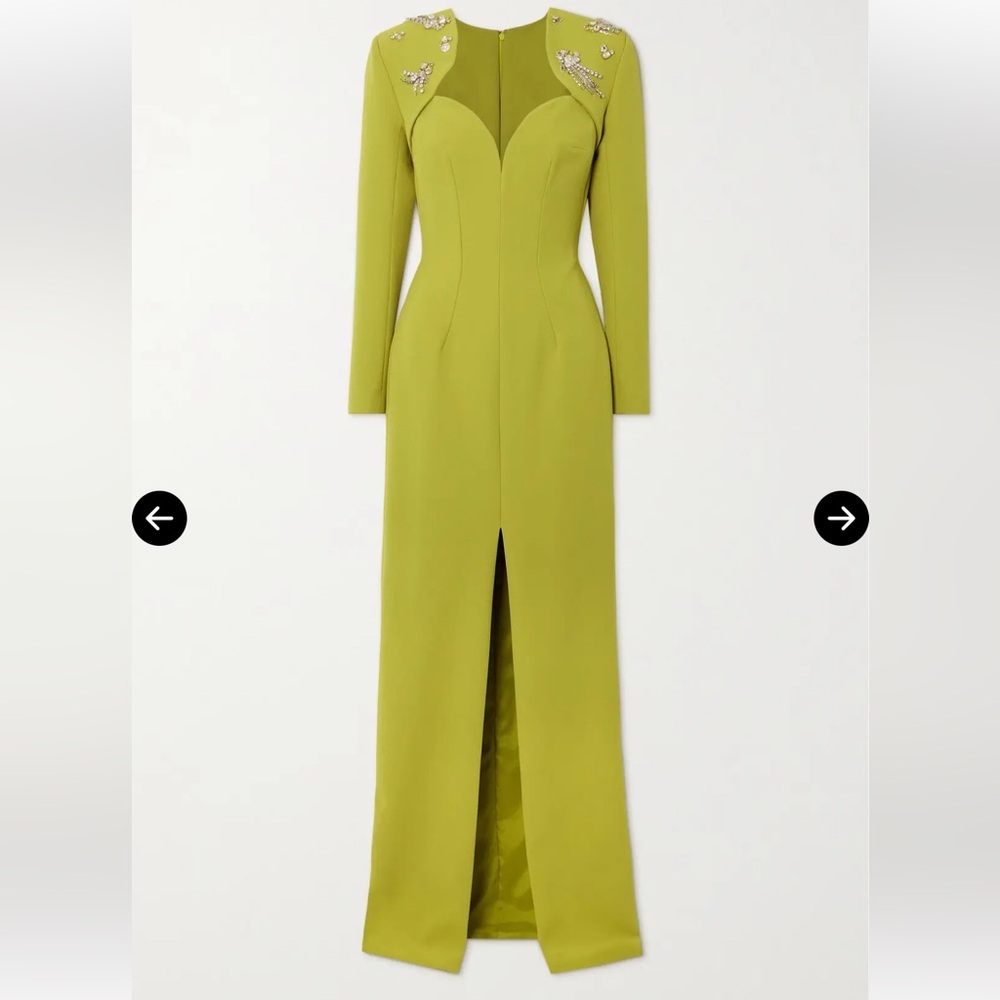 Elegant Long Sleeve Chartreuse Dress